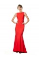 Online High Neck Maxi Crepe Bridesmiad Dress with Exaggerated Back Ruffle