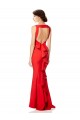 Online High Neck Maxi Crepe Bridesmiad Dress with Exaggerated Back Ruffle