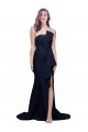 Online Long Strapless Sweep Train Low Back Crepe Bridesmaid Dress
