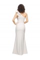 Online One Shoulder Long Full Length Crepe Bridesmaid Dress with Ruffles and Side Split