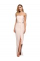 Online Full Length Low Back Strapless Crepe Bridesmaid Dress with Thigh High Side Split