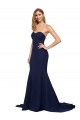 Online Fit and Flare Sweetheart Long Crepe Bridesmaid Dress with Sweep Train