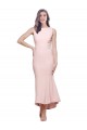Online High Neck Low V-Back Midi Length Crepe Bridesmaid Dress