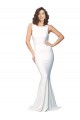 Online High Neck Low V-Back Long Crepe Bridesmaid Dress