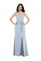 Online Open Back Halter Maxi Bridesmaid Dress with Draped Bow
