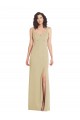 Online Wide Strap Slash Cutout Empire Bridesmaid Dress with Front Slit
