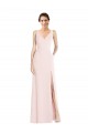 Online Square Neck Low Back A-Line Bridesmaid Dress with Front Slit and Pockets