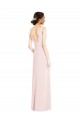 Online Square Neck Low Back A-Line Bridesmaid Dress with Front Slit and Pockets
