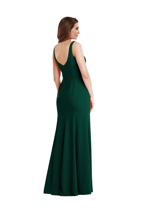 Online Square Neck Trumpet Maxi Bridesmaid Dress with Front Slit