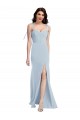 Online Bustier Style Crepe Bridesmaid Dress with Bow Straps