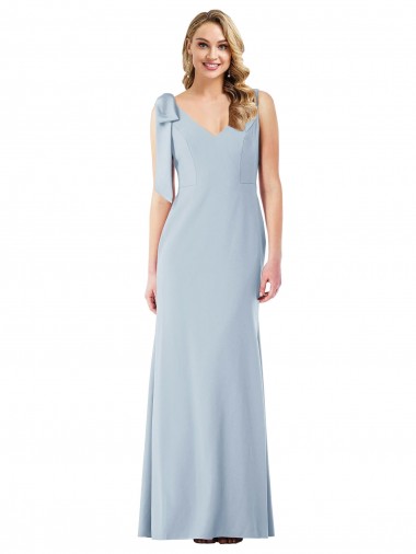 Online V-Back Bow Shoulder Trumpet Bridesmaid Dress