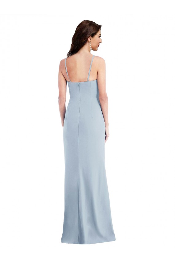 Online Flattering Crepe Trumpet Maxi Bridesmaid Dress with Front Slit