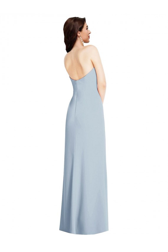 Online Strapless Scoop Back Maxi Bridesmaid Dress with Front Slit