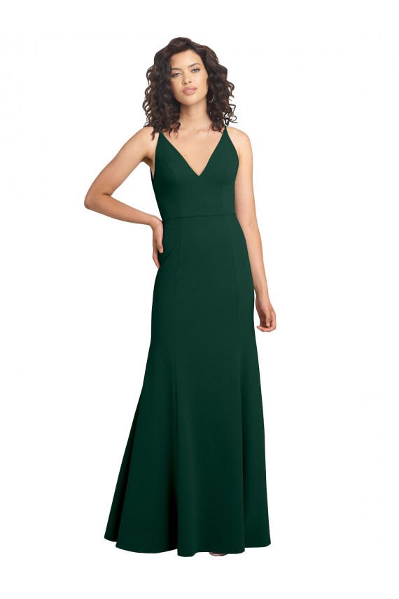 Online Form Fitting Stretch Crepe A-Line Bridesmaid Dress