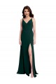 Online Slim A-Line V-Neck Full Length Crepe Bridesmaid Dress with Side Slit