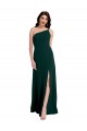 Online A-Line Slim One Shoulder Crepe Bridesmaid Dress with Asymmetrical Straps and Side Slit