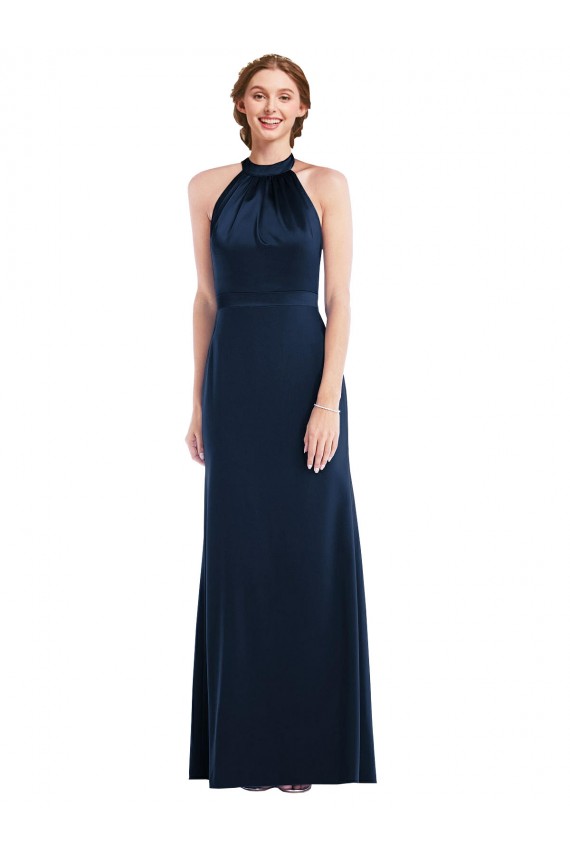 Online High Neck Open Back Long Maxi Bridesmaid Dress