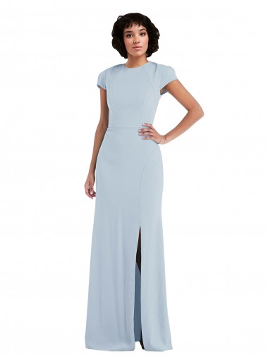 Online Cap Sleeve Cutout Tie Back Trumpet Bridesmaid Dress