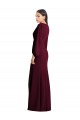Online Long Puff Sleeve V-Neck Trumpet Bridesmaid Maxi Dress