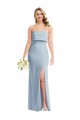 Online Strapless Overlay Bodice Crepe Maxi Bridesmaid Dress with Front Slit