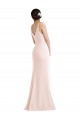 Online Skinny Strap Deep V-Neck Crepe Trumpet Bridesmaid Dress with Front Slit
