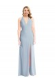 Online Plunge Neck Halter Backless Trumpet Bridesmaid Dress with Front Slit