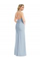 Online Plunge Neck Halter Backless Trumpet Bridesmaid Dress with Front Slit