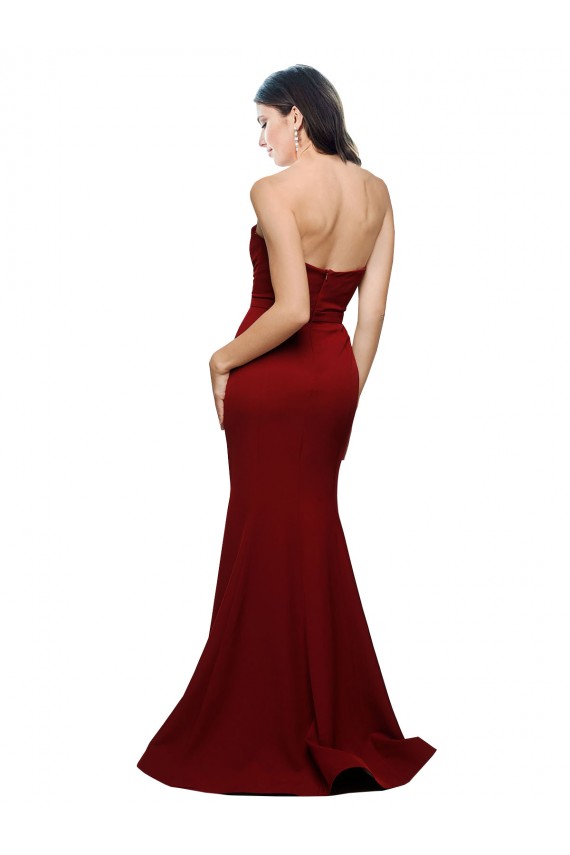 Online Long Full Length Sweetheart Slim Crepe Bridesmaid Dress with Strapless Bodice