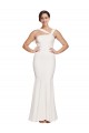 Online Full Length Square Neck Crepe Bridesmaid Dress with Asymmetrical Straps and Bow Back