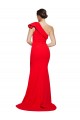 Online One Shoulder Long Sweep Train Crepe Bridesmaid Dress with Thigh High Split