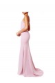 Online Square Neck Criss Cross Open Back Slim Crepe Bridesmaid Dress with Spaghetti Straps