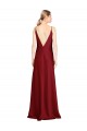 Online Floor Length Deep V-Back Stretch Satin Bridesmaid Dress with Front Slit