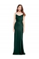 Online Fitted Cowl Neck Long Stretch Satin Slip Bridesmaid Dress with V-Back
