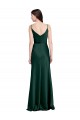 Online Fitted Cowl Neck Long Stretch Satin Slip Bridesmaid Dress with V-Back