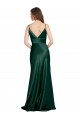 Online High V-Neck Long Full Length Sheath Stretch Satin Bridesmaid Dress