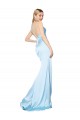 Online Double Straps V-Neck Sleeveless Stretch Satin Bridesmaid Dress with High Slit