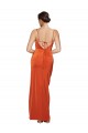 Online Front Cowl Neck Long Floor Length Stretch Satin Bridesmaid Dress with High Side Split