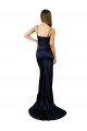 Online Pleated Sash Skirt Long Stretch Satin Bridesmaid Dress with High Slit