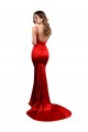 Online Long Pleated Stretch Satin Bridesmaid Dress with High Slit
