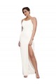 Online High Neck Stretch Satin Bridesmaid Dress with Low Back and Side Slit