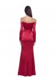 Online Long Sleeves Off the Shoulder Stretch Satin Bridesmaid Dress with High Side Split