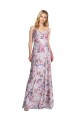 Online Draped Cowl Neck Long Printed Stretch Satin Bridesmaid Dress