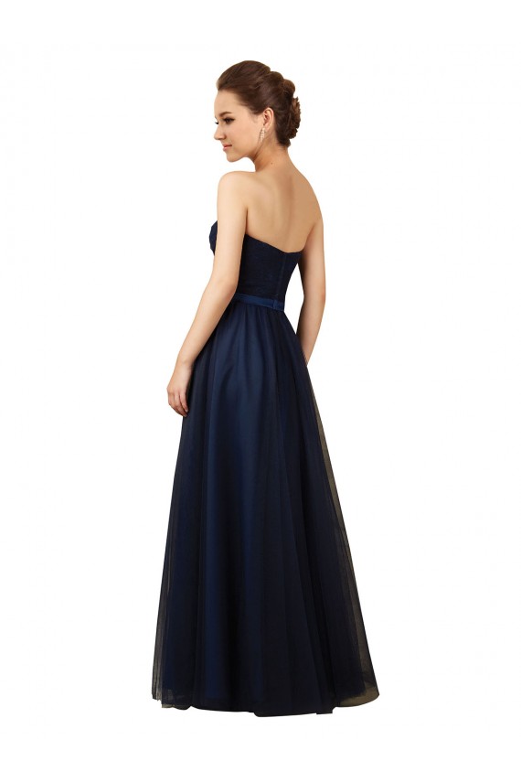 Online Elegant Lace and Tulle Long Strapless Bridesmaid Dress