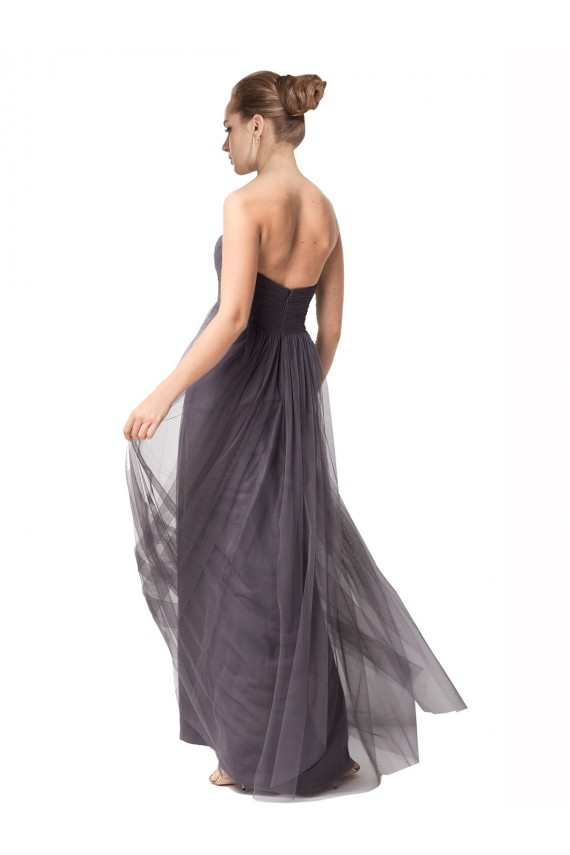 Online Long Sweetheart Tulle Bridesmaid Dress with Shirred Criss Cross Bodice