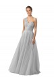 Online Floor Length Tulle Bridesmaid Dress with Shirred One Shoulder Bodice