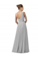 Online Floor Length Tulle Bridesmaid Dress with Shirred One Shoulder Bodice