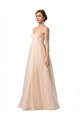 Online Illusion Sleeves Tulle Bridesmaid Dress with Shirred Bodice and Sweetheart Neckline