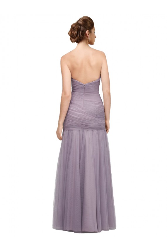 Online Draped Long Mermaid Sweetheart Tulle Bridesmaid Dress