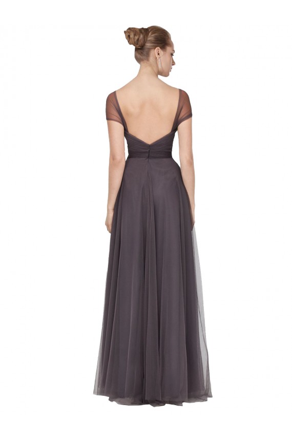 Online Sweetheart Neckline Long Tulle Bridesmaid Dress with Straps