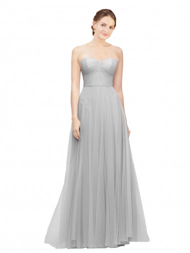 Online Long Twisted Sweetheart Neckline Tulle Bridesmaid Dress